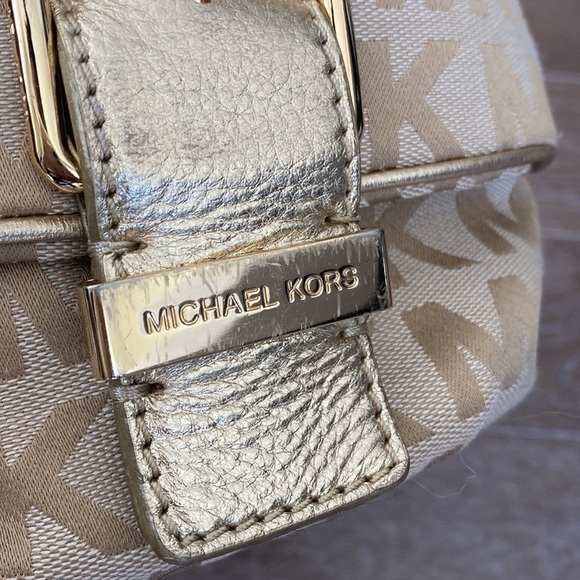 Michael Kors Monogram Handbag | Gold - Picture 7 of 11